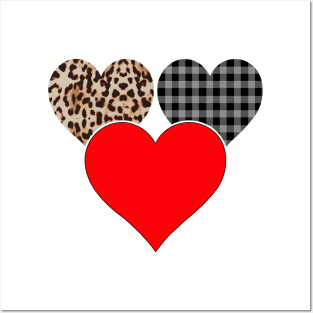 Women's Striped Plaid Printed Heart Valentine's Day Posters and Art